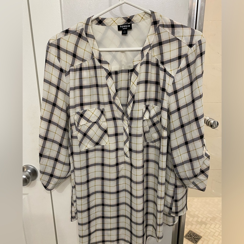 White plaid blouse
